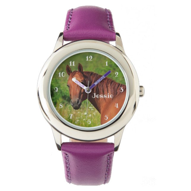 Kastanien Mare Horse Girls Armbanduhr (Vorderseite)
