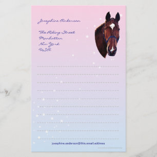 Kastanien-Pferd mit weißem Stern-Schreibpapier Briefpapier