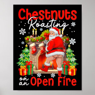 Kastanien rösten auf einem offenen Feuer lustiger Poster