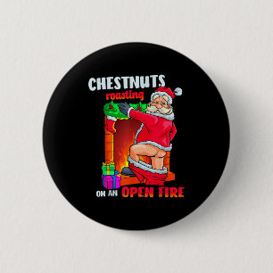 Kastanien rösten lustig unanständige Weihnachtsman Button