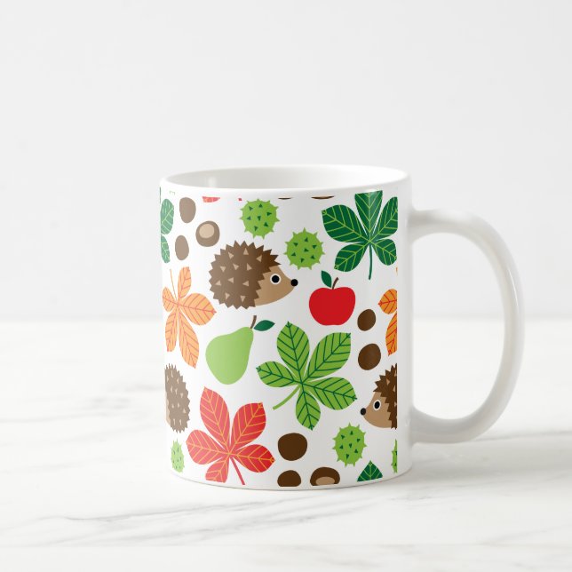 Kastanien u. Igels-nahtloses Muster Kaffeetasse (Rechts)