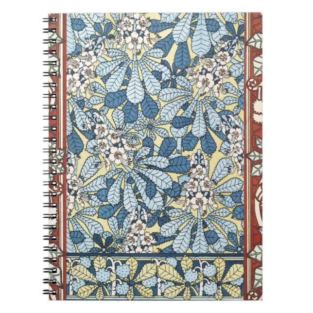 Kastanienbaum,Blätter,Botanischer Jugendstil Notizblock (Vorderseite)