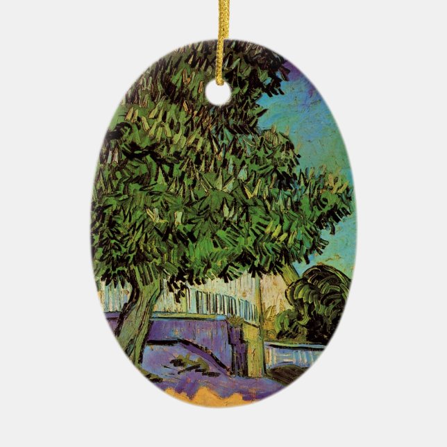 Kastanienbaum in Blossom von Vincent van Gogh Keramik Ornament (Vorne)