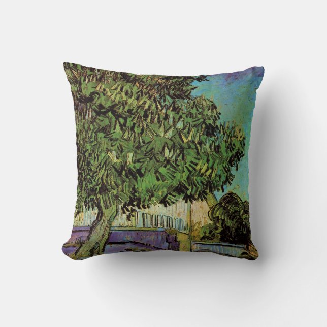 Kastanienbaum in Blossom von Vincent van Gogh Kissen (Vorderseite)