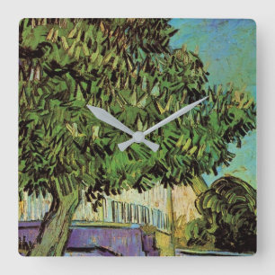 Kastanienbaum in Blüte von Vincent van Gogh Quadratische Wanduhr