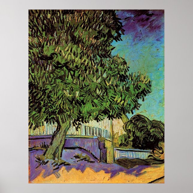 Kastanienbäume in Blossom, Vincent van Gogh. Poster (Vorne)