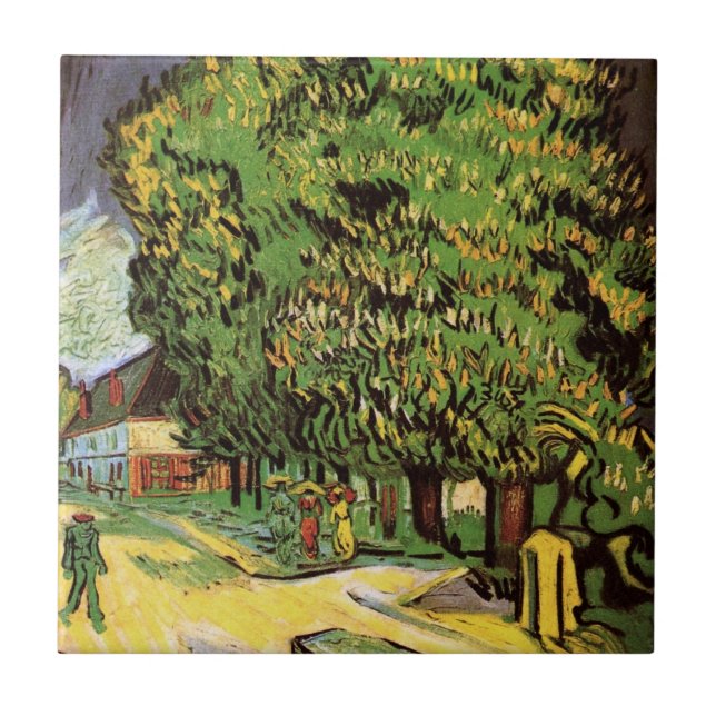 Kastanienbäume in Blossom von Vincent van Gogh Fliese (Vorderseite)