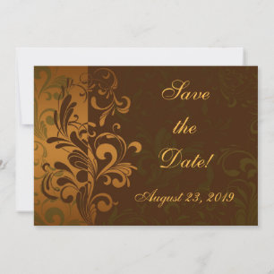 Kastanienbraun/Gold/Grün Foto Save-the-Date-Karte Save The Date