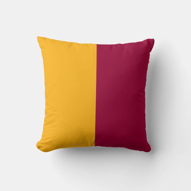 Kastanienbraun und Goldaufgeteilte Farbe Kissen (Vorderseite)
