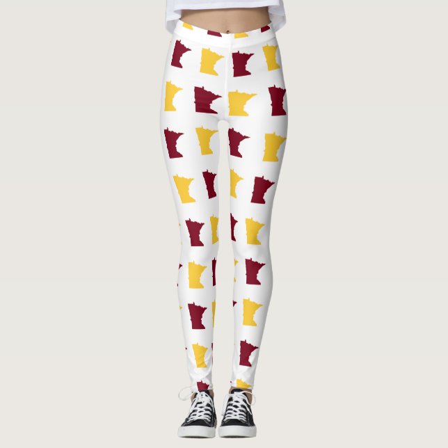 Kastanienbraun und GoldStaat von Minnesota-Muster Leggings (Vorderseite)