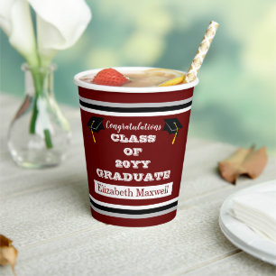 Kastanienbraun   White Gratulationen Graduate Absc Pappbecher