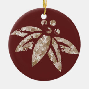 Kastanienbraune Poinsettia - Verzierung Keramikornament