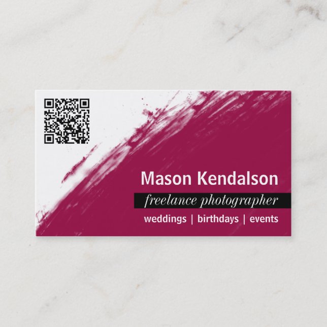 Kastanienbraune QR CODE Fotograf-Visitenkarte Visitenkarte (Vorderseite)