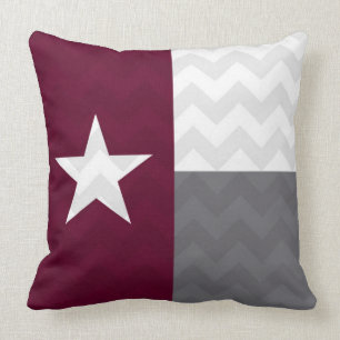 Kastanienbraune Texas-Flagge Zickzack Kissen