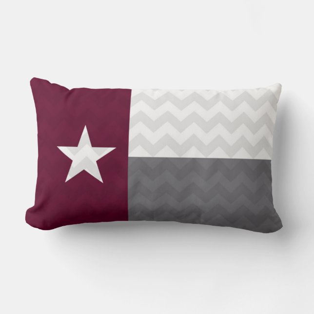 Kastanienbraune Texas-Flagge Zickzack Lendenkissen (Vorderseite)