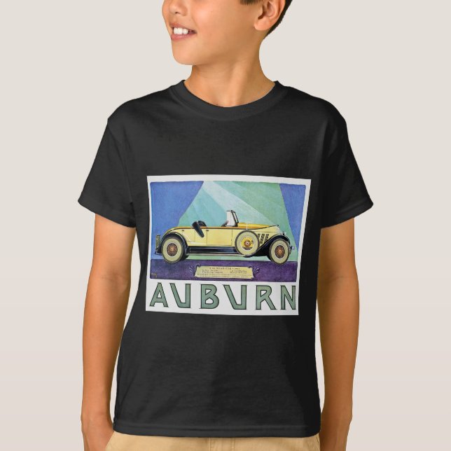 Kastanienbraune Vintage Auto-Anzeige T-Shirt (Vorderseite)