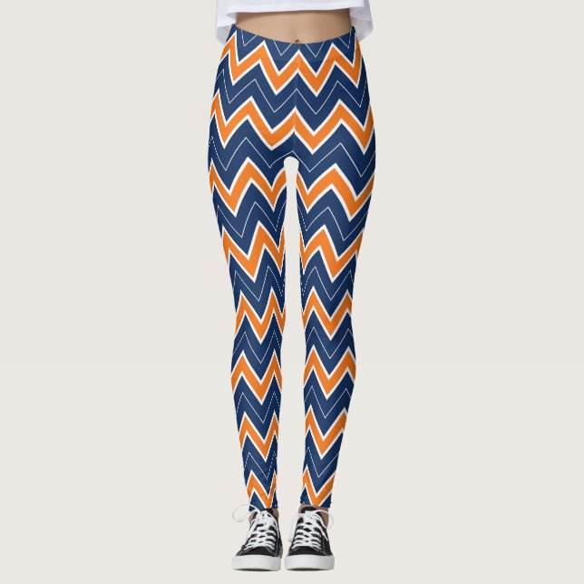 Kastanienbraune Zickzack Leggings (Vorderseite)