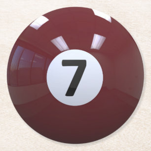 Kastanienbrauner Nr. 7- Billard-Pool-Ball Runder Pappuntersetzer