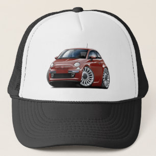 Kastanienbraunes Auto Fiats 500 Truckerkappe