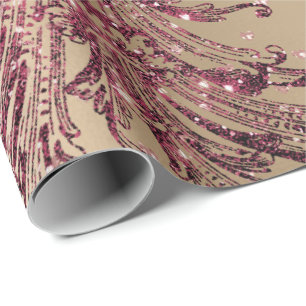 Kastanienbraunes rosa Rosen-Goldkönigliche Geschenkpapier