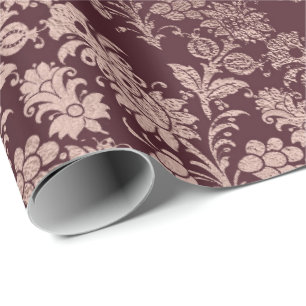 Kastanienbraunes rosa Rosen-Goldkönigliches Blume Geschenkpapier