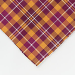 Kastanienbraunes und orange sportliches kariertes fleecedecke