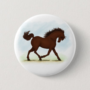 Kastanienbrown Pferd Reittier Button
