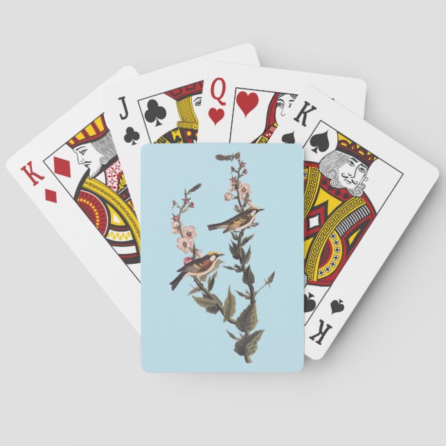 Kastaniengefiederter Audubon-Vogel auf Wildblume Spielkarten (Rückseite)