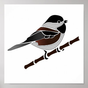 Kastaniengegarte Chickadee Bird Poster