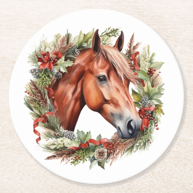 Kastanienhorn Weihnachtskraut Untersetzer (Vorderseite)