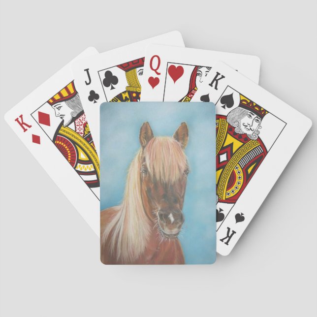 Kastanienmare mit Blondentaucher Spielkarten (Rückseite)