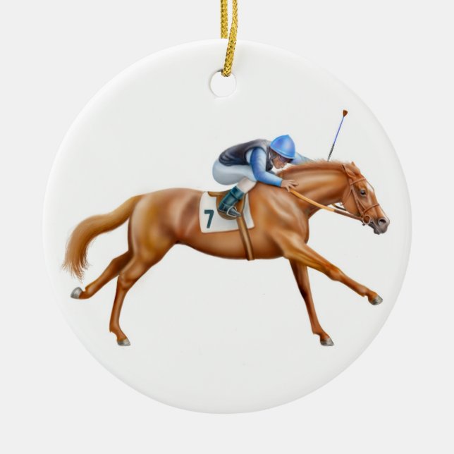 Kastaniethoroughbred-Rennpferd-Verzierung Keramikornament (Vorne)