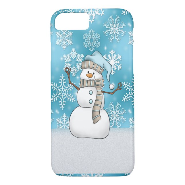 Kasten des WeihnachtsAquarell-Schneemanns 8/7 Case-Mate iPhone Hülle (Rückseite)