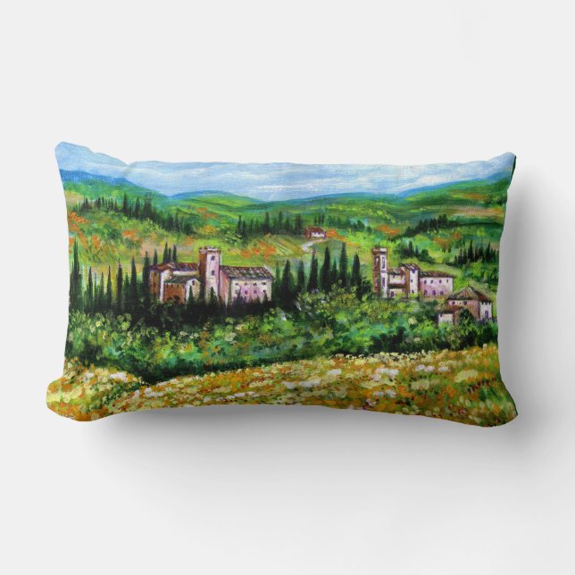KASTEN IN DER LANDSCHAFT CHIANTI,GELBE BLUME LENDENKISSEN (Vorderseite)