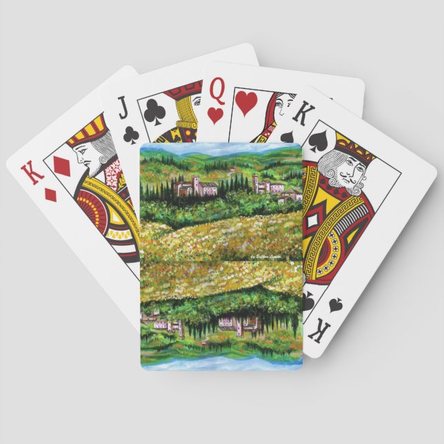 KASTEN IN DER LANDSCHAFT CHIANTI,GELBE BLUME SPIELKARTEN (Rückseite)