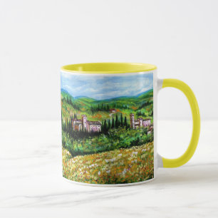 KASTEN IN DER LANDSCHAFT CHIANTI,GELBE BLUME TASSE