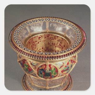 Kasten mit plique-a-jour und Cloisonne Quadratischer Aufkleber