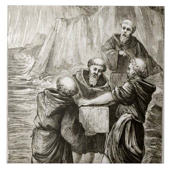 Kasten St. Brigits, 'von der Trias Thaumaturga Fliese (Vorderseite)