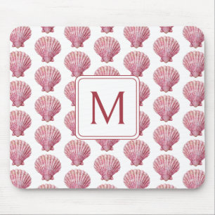 Kastenrosa Muschel auf weißer Monografie Mousepad