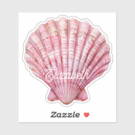 Kastenrosa Seashell auf Weiß Personalisiert Aufkleber