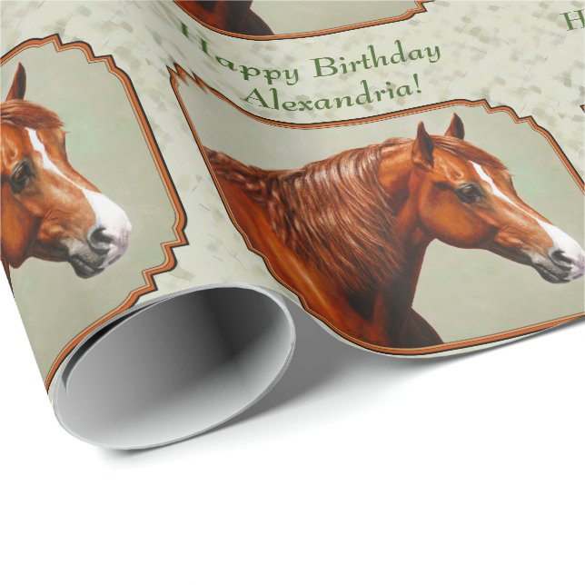 Kastnut Morgan Horse Sage Green Geschenkpapier (Rolleneckpunkt)