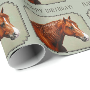 Kastnut Morgan Horse Sage Green Geschenkpapier