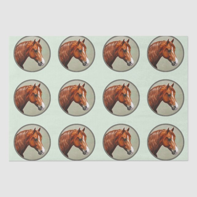 Kastnut Morgan Horse Sage Green Seidenpapier (Vorderseite)