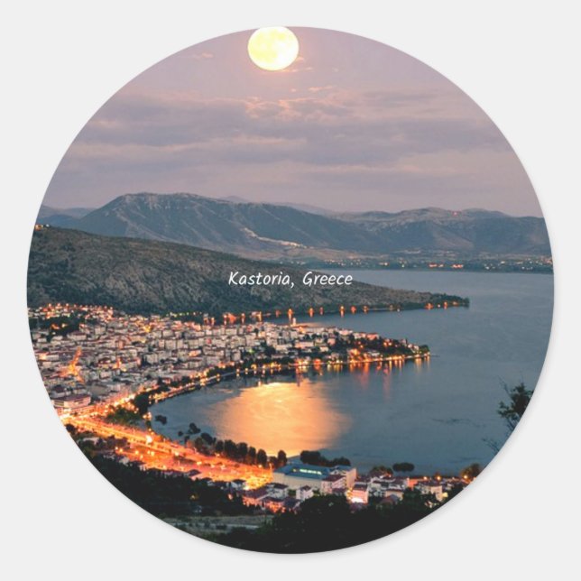 Kastoria, Griechenland (mit der Bezeichnung Moonli Runder Aufkleber (Vorderseite)