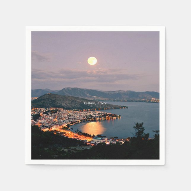 Kastoria, Landschaftsbild Serviette (Vorderseite)