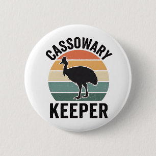 Kasuar-Hüter lustig Retro-Vogelliebhaber Button