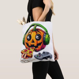 Käsy Halloween Vibes: Pumpkin Enjoys Pizza Tasche