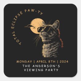 Kat 2024 Gesamtsolarauskitzel Party Invi anzeigen Quadratischer Aufkleber