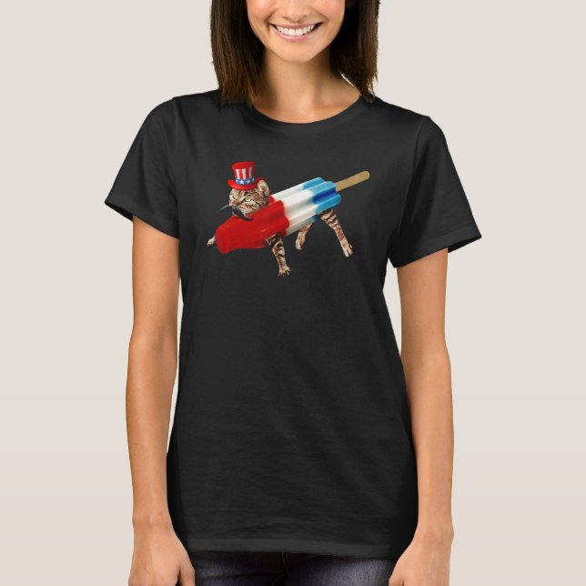 Kat 4. Juli Popsicle Retro Bomb Independence D T-Shirt (Vorderseite)