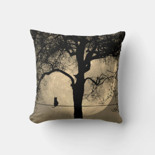 Kat auf einem Draht Vollmond, Solid Brown hinten Kissen